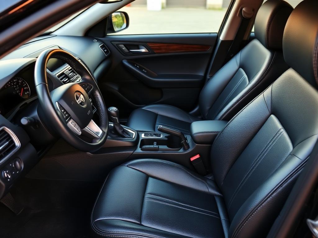 Spotless detailed leather car interior after deep cleaning